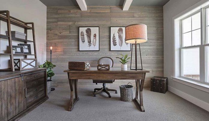 Rustic Home Office Desain Featured 696x405 